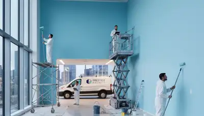 Commercial painters in Allentown, PA applying durable coating to a business exterior