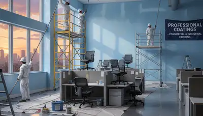 Commercial painters applying durable exterior coatings on an Allentown, PA business property