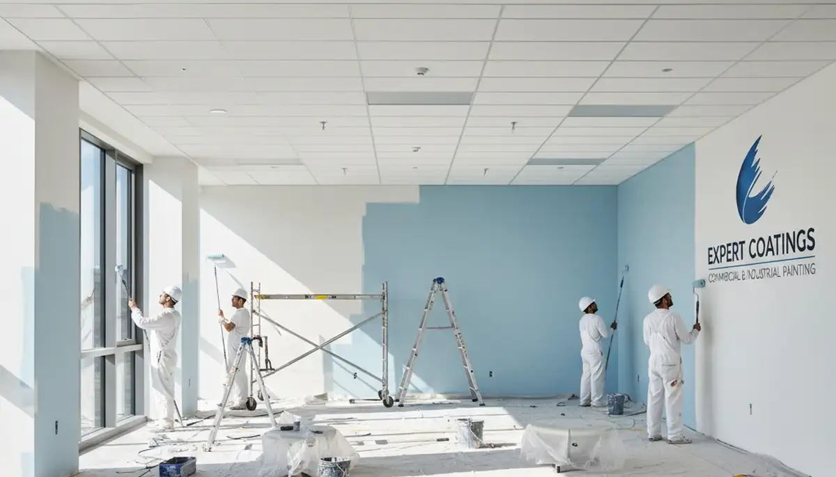 Commercial painters applying durable coatings to an Allentown, PA business exterior