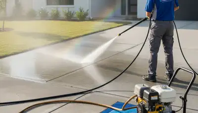 Concrete pressure cleaning in Allentown, PA for driveways, patios, and walkways