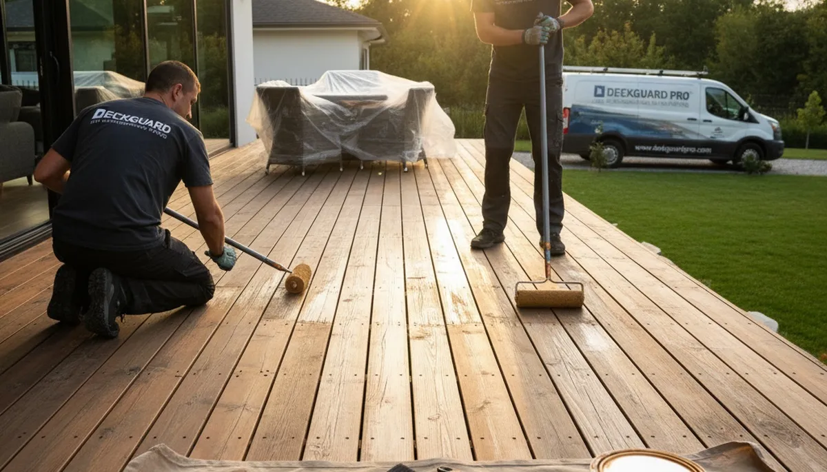 Allentown, PA deck sealing service protecting a wood deck from moisture and sun damage