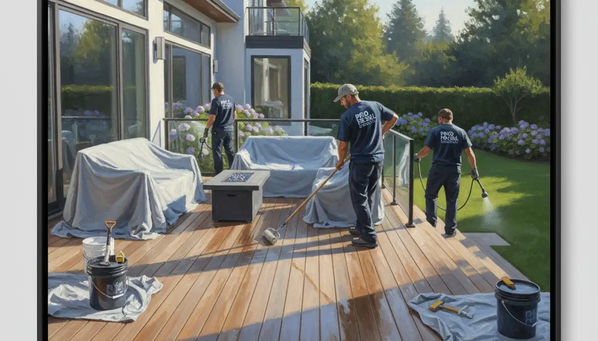 Allentown, PA deck sealing by Allentown Paint Pros to protect wood decks from moisture and sun